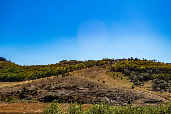 Arkasında bir dağ olan güzel bir manzara.