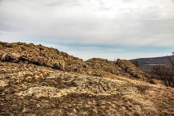 Ormanın ortasında güzel bir dağ manzarası.