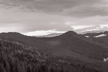 Romanya 'nın Karpat Dağları' nın tepesinden güzel bir dağ manzarası