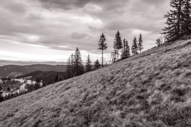 Arkasında dağlar olan güzel bir manzara.