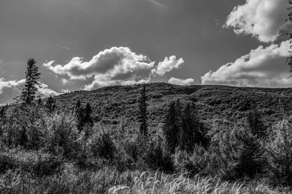 Dağlarda siyah beyaz bulutlar