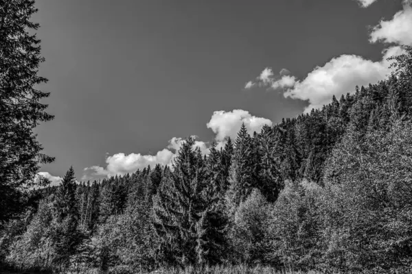 Dağlarda siyah beyaz bulutlar