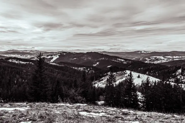 Kışın dağların güzel manzarası