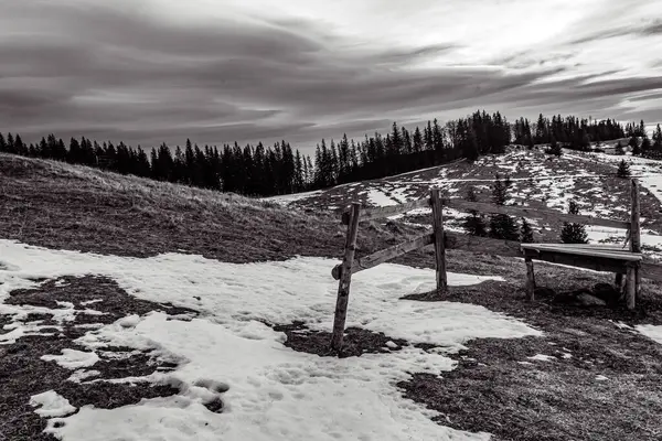 Dağlarda siyah beyaz kar