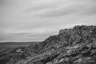 Kırsal kesimdeki bir kayanın yakın plan çekimi.