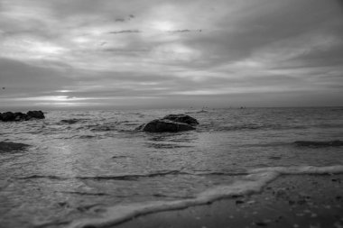 Baltık Denizi 'nin siyah beyaz fotoğrafı.