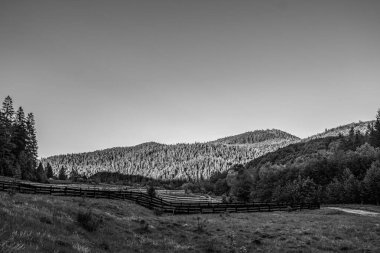 siyah ve beyaz dağ manzarası