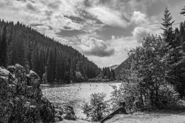 Dağlardaki güzel göl manzarası