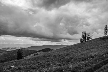 Karpatlar 'da siyah ve beyaz bulutlar