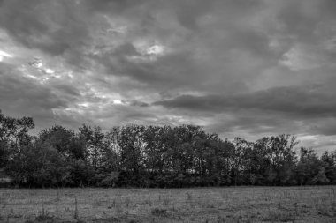 Kırsal bir yol üzerinde fırtına bulutları