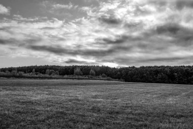 Kırsal kesimde siyah beyaz manzara