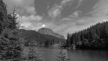 siyah ve beyaz dağ manzarası