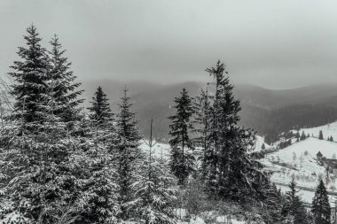 Dağlardaki güzel kış manzarası