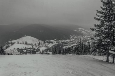 Karpat dağlarında güzel kış manzarası, Ukrayna