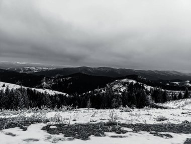 Karpat Dağları, Ukrayna 'da kış manzarası.