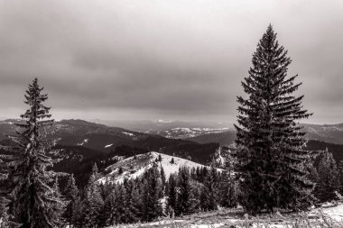 Dağlardaki güzel kış manzarası
