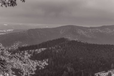 Güzel karlı dağ manzarası