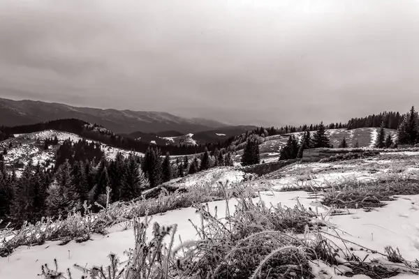 Dağlarda dağları olan güzel kış manzarası