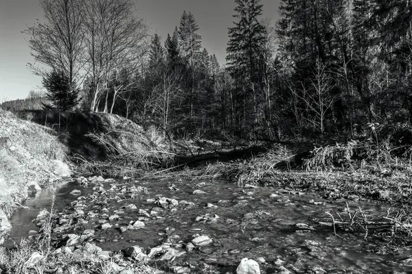 Kayalık dağın içinden akan bir nehir.