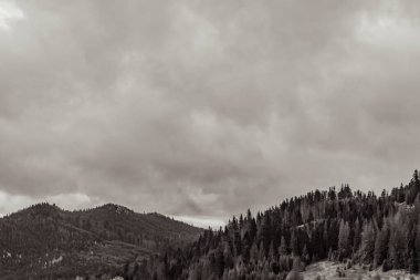 Siyah beyaz güzel dağ manzarası