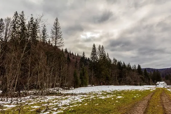 Kışın dağların güzel manzarası