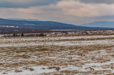 Karpatlar 'da kış, köy...