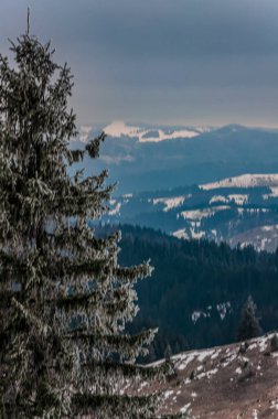 Dağlarda kış manzarası