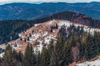 Kışın güzel dağ manzarası, Karpatlar, Ukrayna