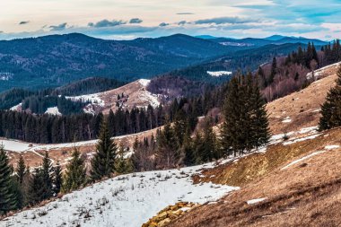 Kışın Karpatlar 'ın muhteşem manzarası.