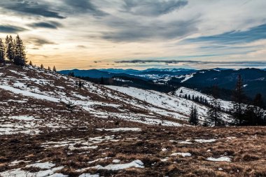 Karpatya 'da güzel kış manzarası
