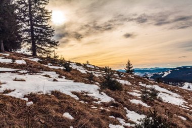 Alplerdeki kış manzarası