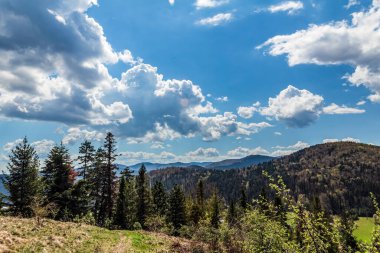Dağ zirveleri olan güzel bir manzara