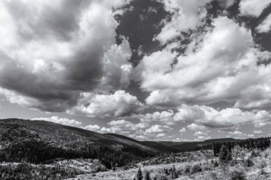 Karpatya 'daki siyah dağlar.