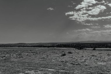 Karpatya kırsalında siyah beyaz manzara.