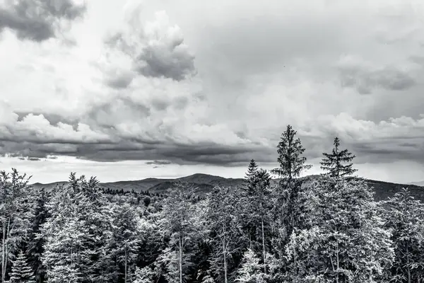 Dağların üzerindeki fırtına bulutları Ulusal Park, ABD