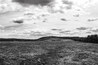 Ağacı ve dağı olan güzel bir manzara.