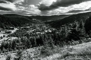 Güzel manzara siyah beyaz