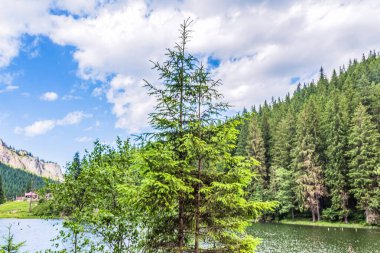 Gölü olan güzel bir dağ manzarası