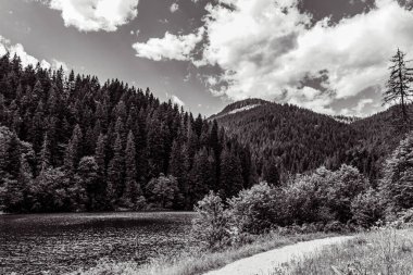 Altai dağlarının siyah ve beyaz manzarası