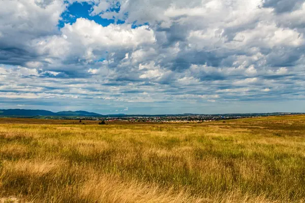 Romanya, Karpatlar 'da bulutlu bir gökyüzünün altında güzel bir dağ manzarası