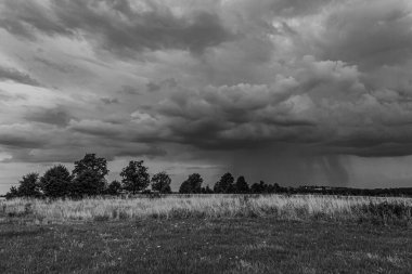 Fırtına ve bulutlar tarlanın üzerinde