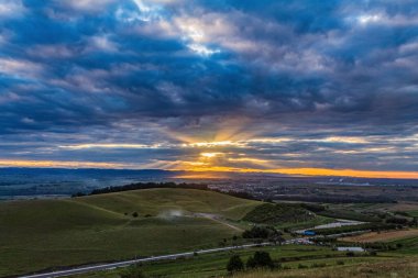 beautiful sunset sky with mountains in background, slovakia