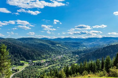 summer view of the carpathians mountains from the top of the mountain