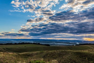 beautiful sunset over the mountain landscape in the carpathians