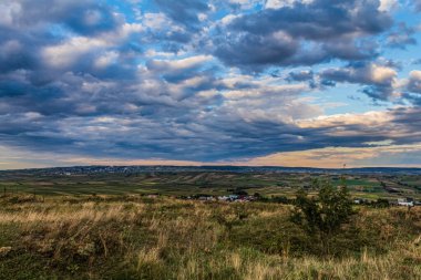 view on the city and fields