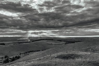 black and white clouds in a beautiful summer landscape