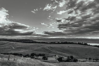 landscape of the country with the fields of tuscany