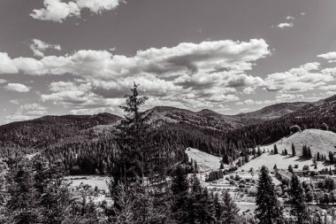 black and white mountains in yellowstone national park, usa