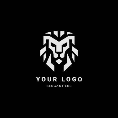 Geometric Lion, tiger and bear Head Logo  Bold and Modern Emblem clipart