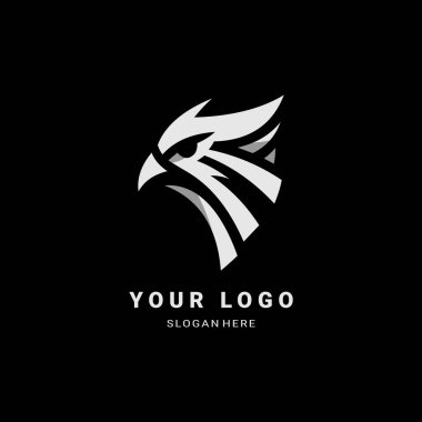 Black and white eagle head logo vector clipart